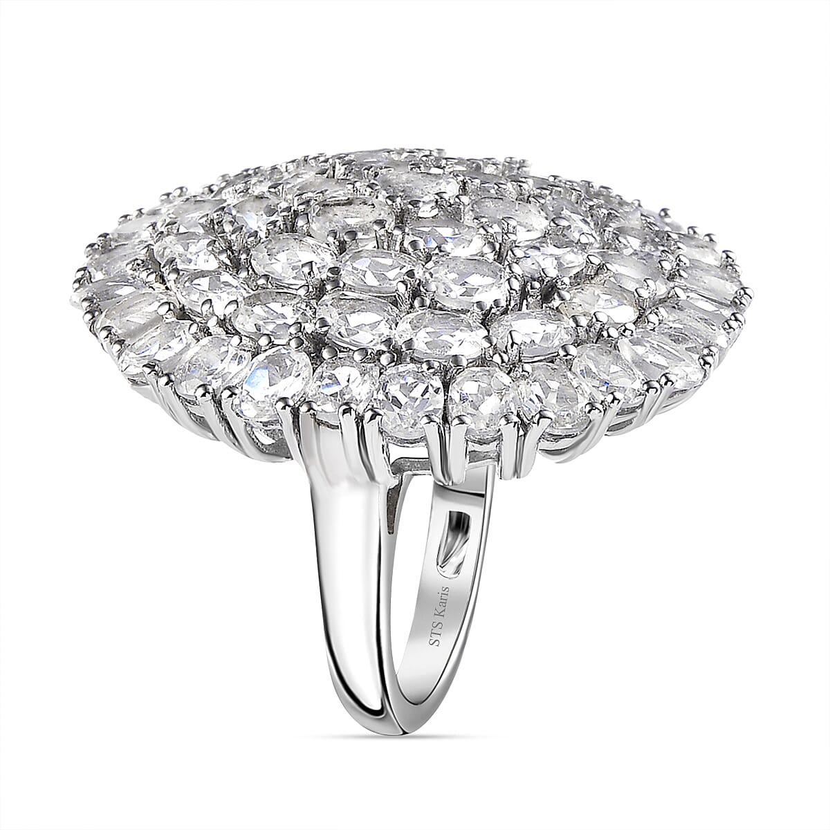 Karis White Topaz 14.00 ctw Cluster Ring in Platinum Bond (Size 9.0)