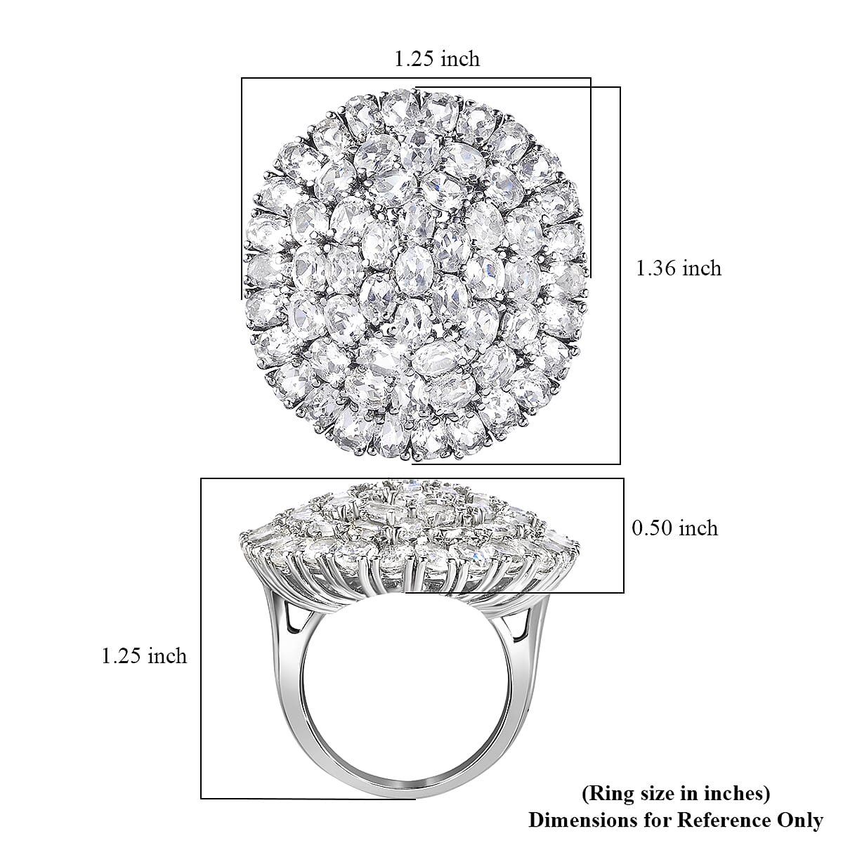 Karis White Topaz 14.00 ctw Cluster Ring in Platinum Bond (Size 9.0)