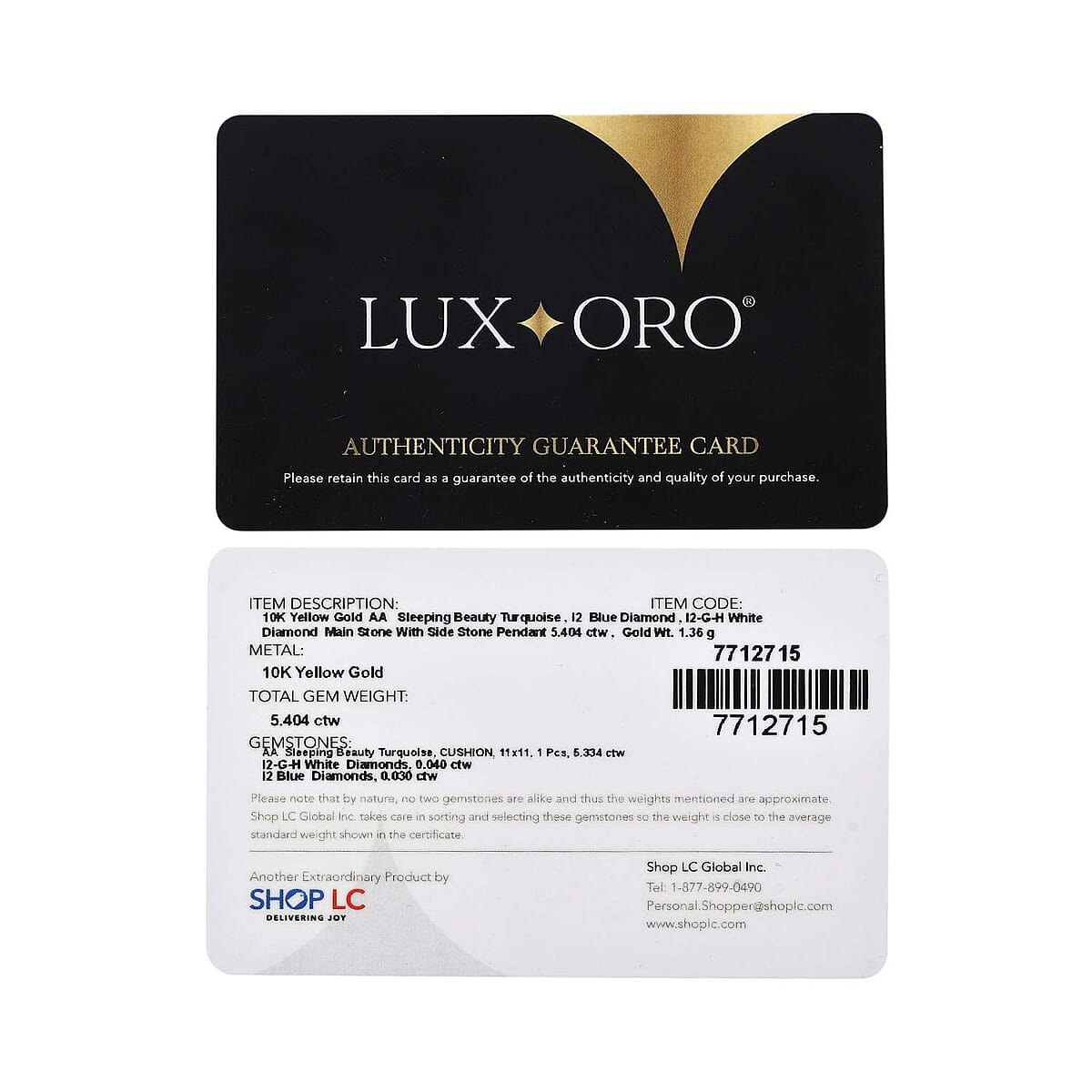 Luxoro 10K Yellow Gold Premium Sleeping Beauty Turquoise, Blue and White Diamond I2 Pendant without Chain 5.40 ctw image number 6