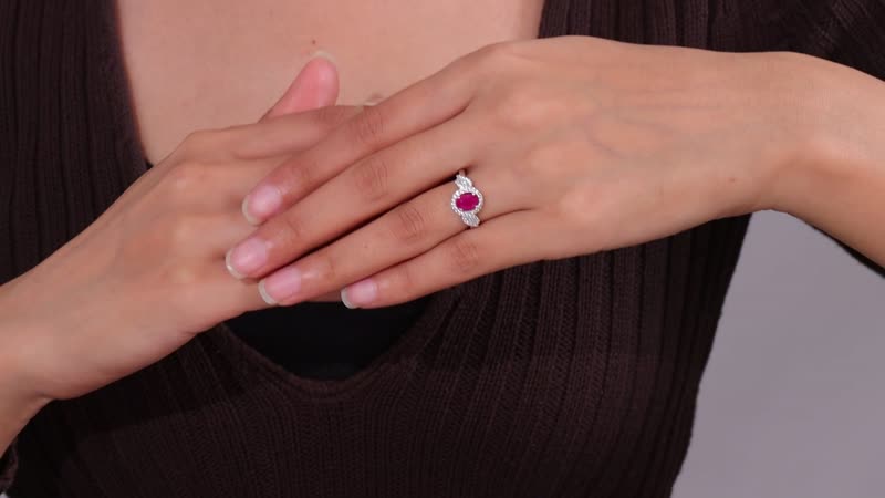 Premium Montepuez Ruby and White Zircon Halo Ring in Platinum Over Sterling Silver (Size 10.0) 1.50 ctw