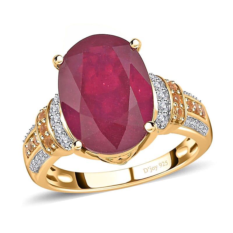 Niassa Ruby (FF) and Multi Gemstone 8.70 ctw Ring in Vermeil Yellow Gold Over Sterling Silver (Size 10.0)