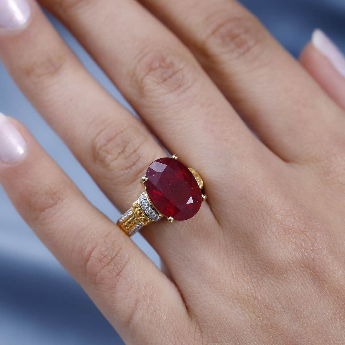 Niassa Ruby (FF), Multi Gemstone Ring in Vermeil YG Over Sterling Silver (Size 10.0) 8.70 ctw image number 2