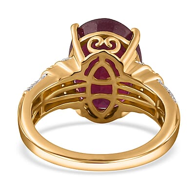 Niassa Ruby (FF) and Multi Gemstone 8.70 ctw Ring in Vermeil Yellow Gold Over Sterling Silver (Size 10.0)
