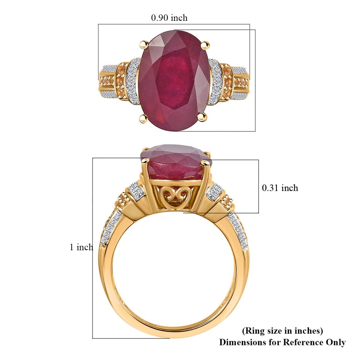 Niassa Ruby (FF) and Multi Gemstone 8.70 ctw Ring in Vermeil Yellow Gold Over Sterling Silver (Size 10.0) image number 5