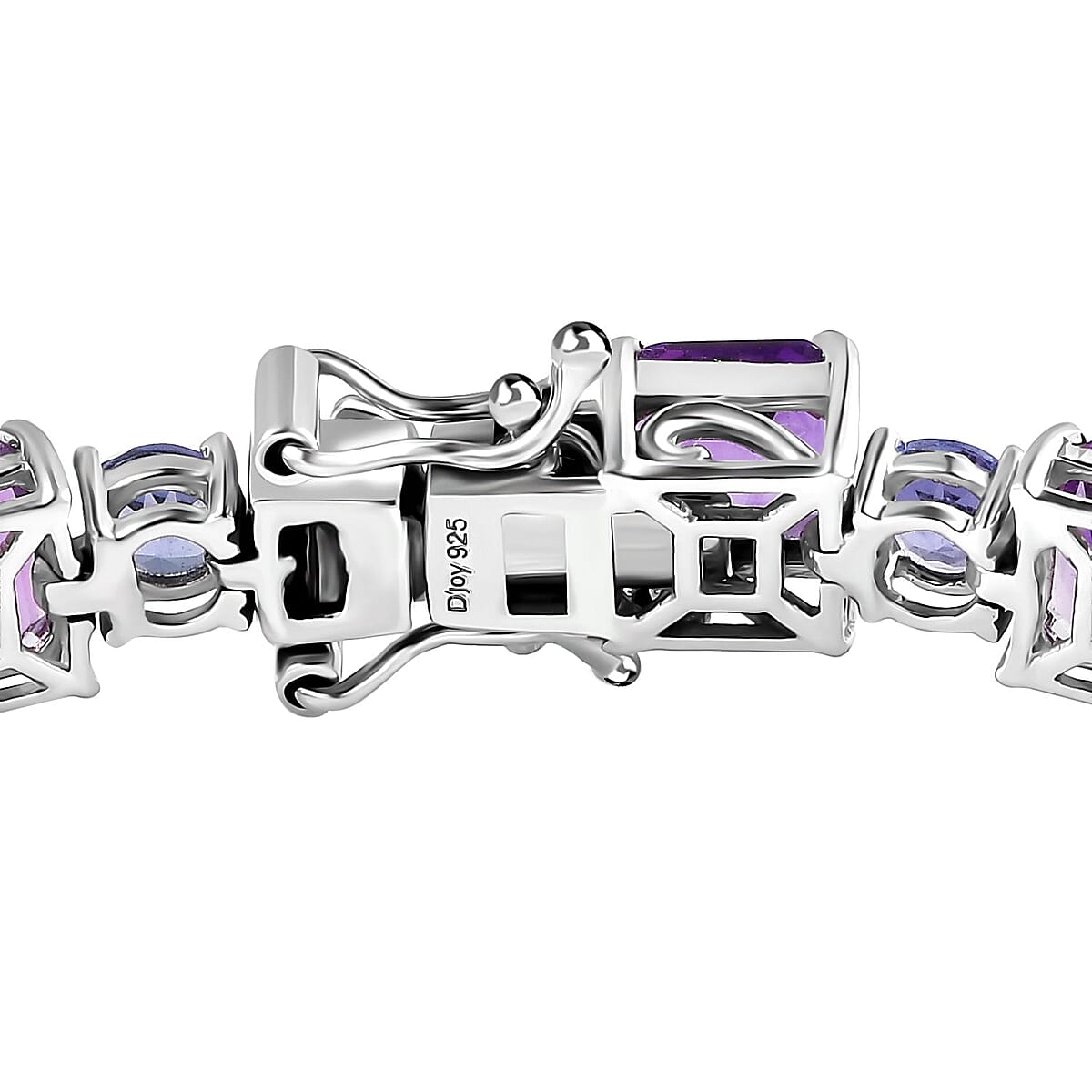 Asscher Cut Moroccan Amethyst and Tanzanite Bracelet in Platinum Over Sterling Silver (7.25 In) 22.10 ctw (Del. in 10-12 Days) image number 3