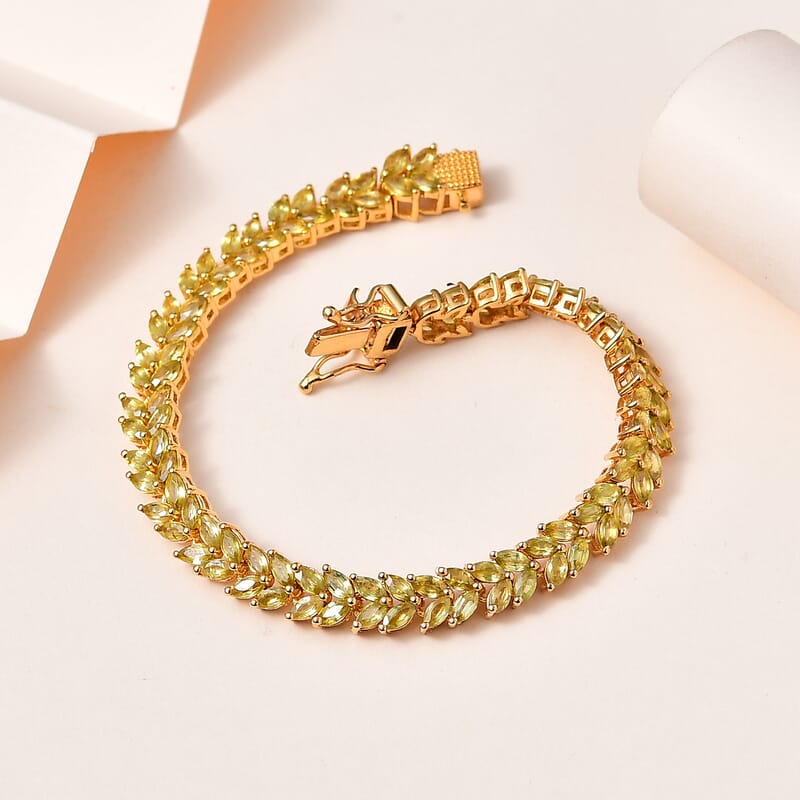 Premium Sava Sphene Bracelet in Vermeil Yellow Gold Over Sterling Silver (7.25 In) 10.85 ctw