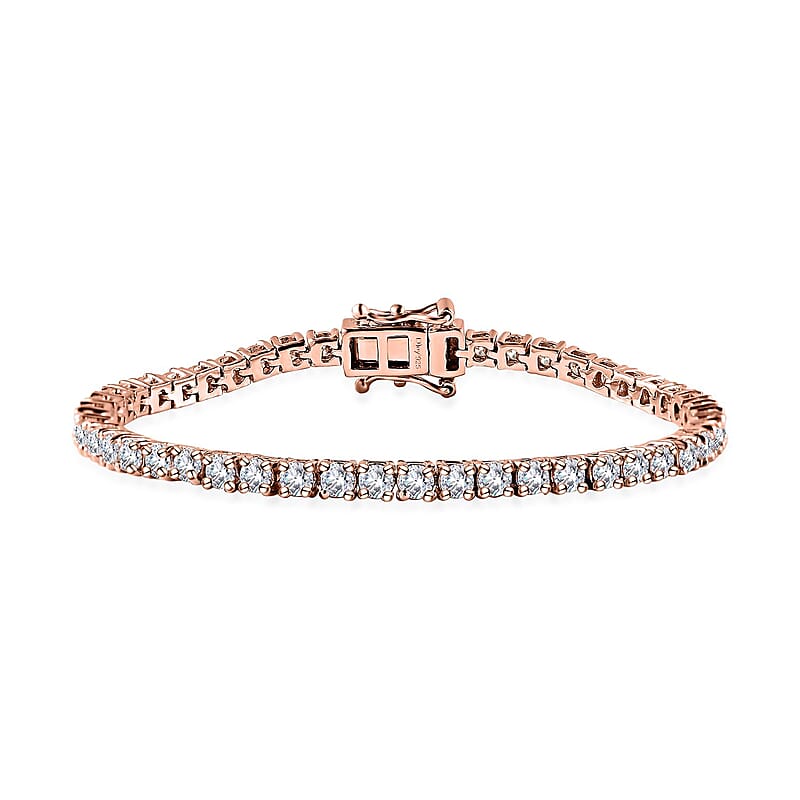 D'Joy Moissanite 4.90 ctw Tennis Bracelet in Vermeil Rose Gold Over Sterling Silver (6.50 In)