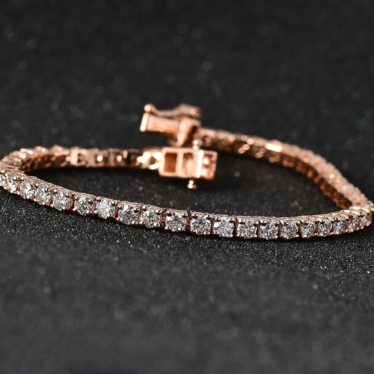 Moissanite 4.90 ctw Tennis Bracelet in Vermeil Rose Gold Over Sterling Silver (6.50 In) image number 1