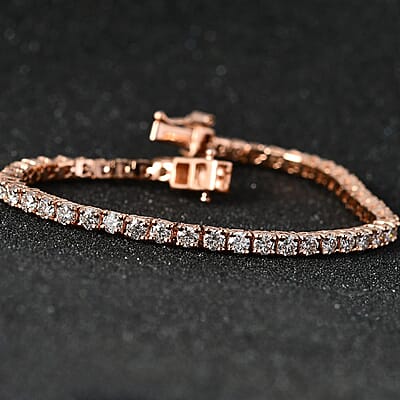 D'Joy Moissanite 5.50 ctw Tennis Bracelet in Vermeil Rose Gold Over Sterling Silver (7.25 In)