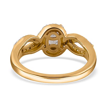 AAA Turkizite and White Zircon Ring in Vermeil Yellow Gold Over Sterling Silver (Size 10.0) 1.10 ctw