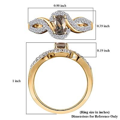 AAA Turkizite and White Zircon Ring in Vermeil Yellow Gold Over Sterling Silver (Size 10.0) 1.10 ctw