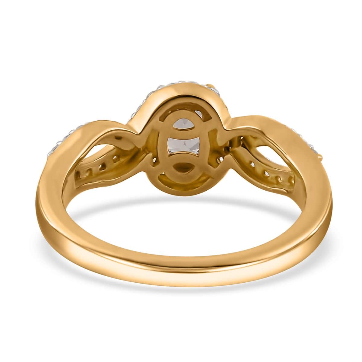 AAA Turkizite and White Zircon Ring in Vermeil Yellow Gold Over Sterling Silver (Size 7.0) 1.10 ctw image number 4