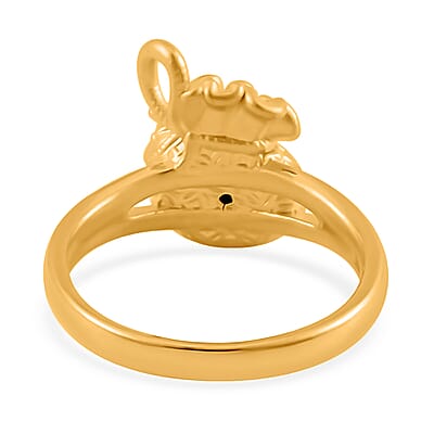 24K Yellow Gold Electroform Lucky Bag Ring (Size 6.0) 2 Grams