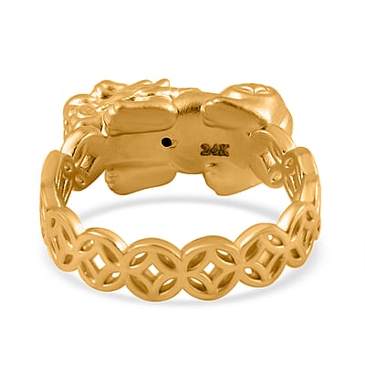 24K Yellow Gold Electroform Pixiu Ring (Size 6.0) 2.40 Grams