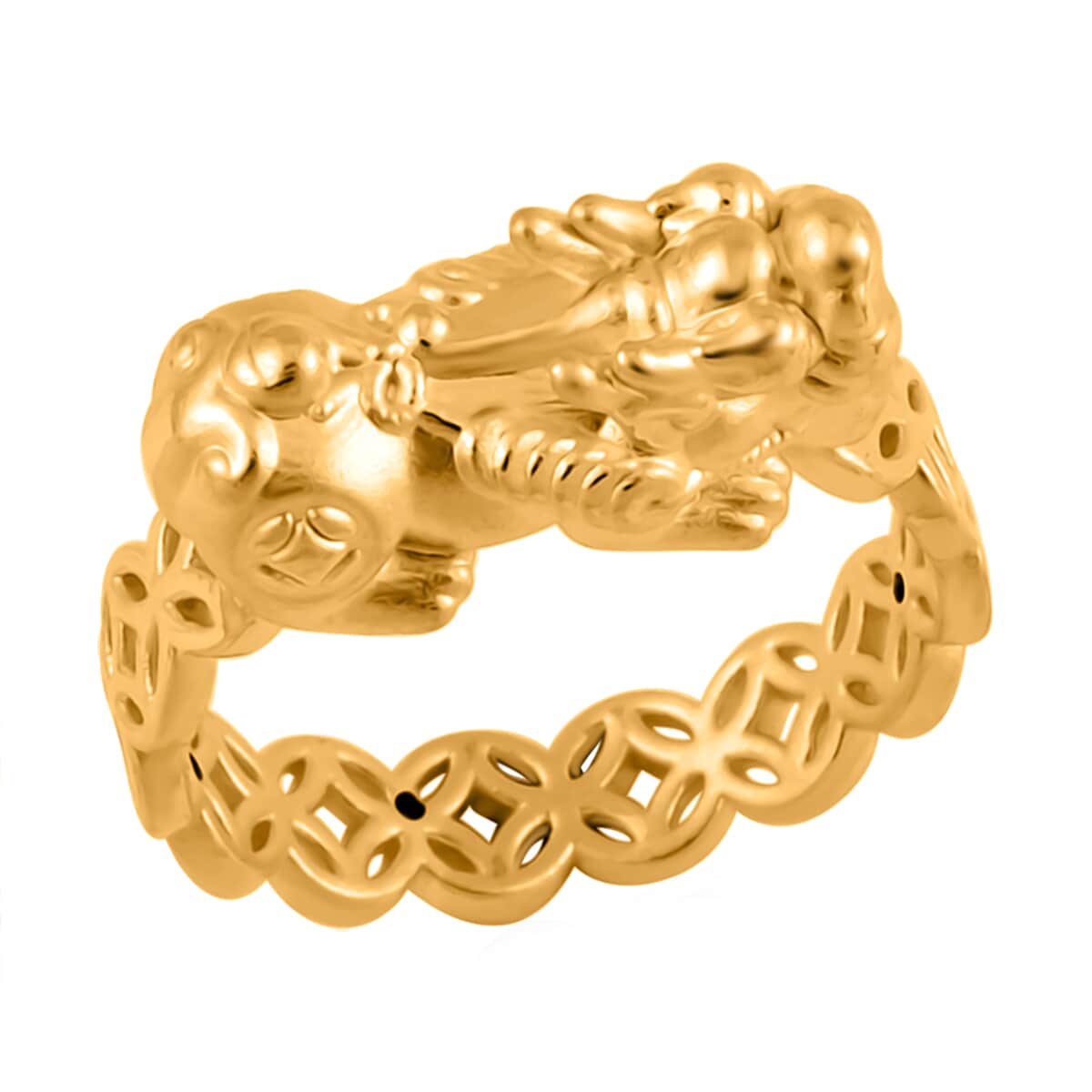 24K Yellow Gold Electroform Pixiu Ring (Size 8.0) 2.40 Grams image number 0
