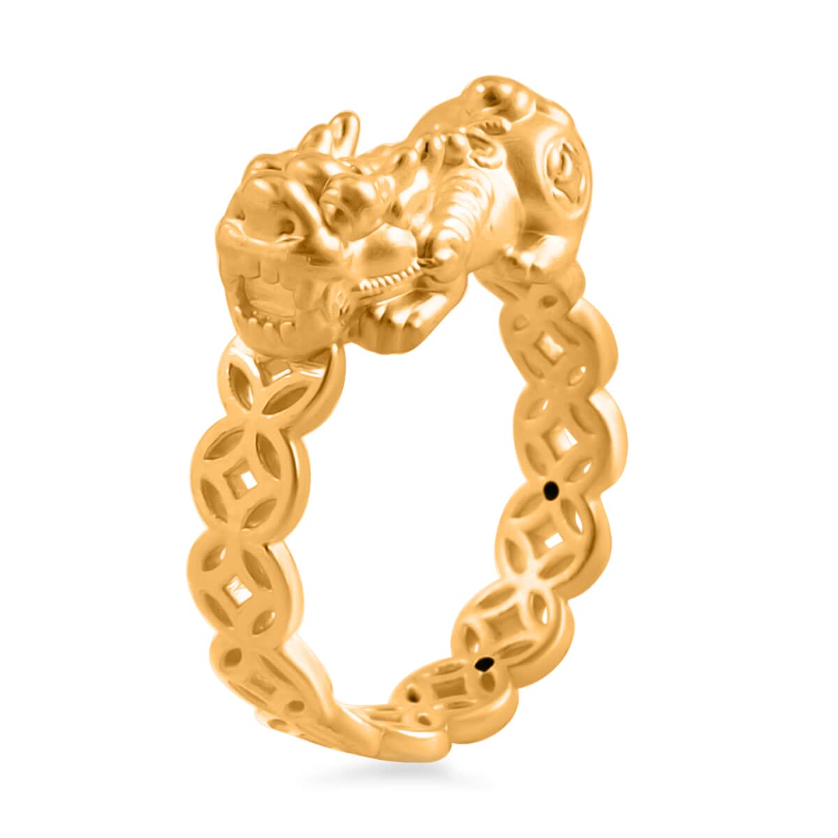 24K Yellow Gold Electroform Pixiu Ring (Size 8.0) 2.40 Grams image number 3