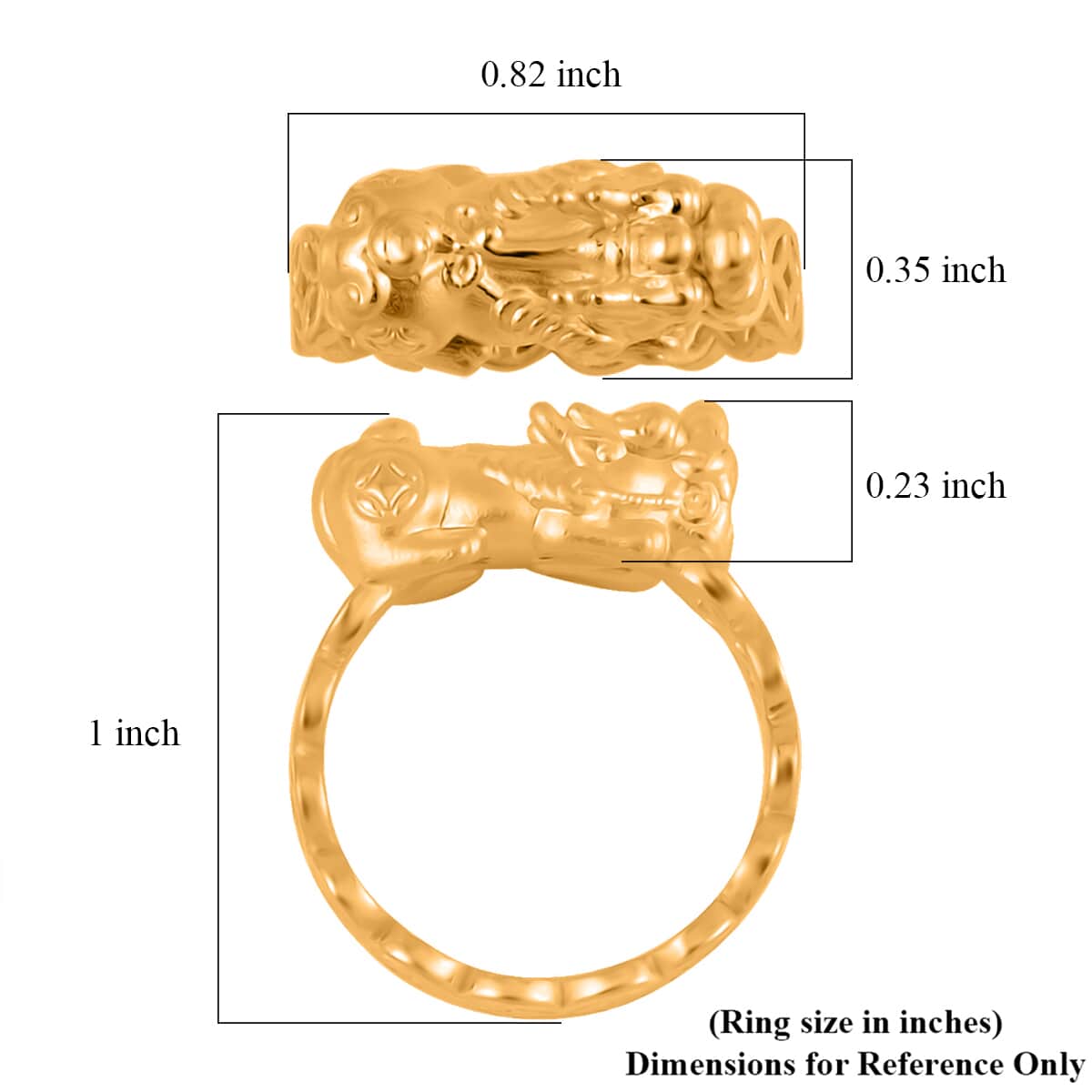 24K Yellow Gold Electroform Pixiu Ring (Size 8.0) 2.40 Grams image number 5