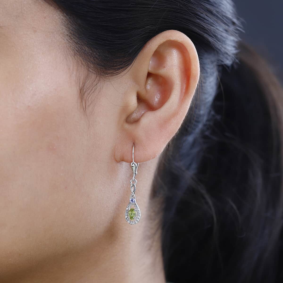 Premium Sava Sphene and Multi Gemstone Lever Back Earrings in Platinum Over Sterling Silver 1.00 ctw image number 2