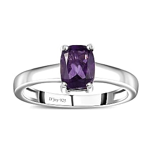 African Amethyst 1.30 ctw Solitaire Ring in Platinum Over Sterling Silver (Size 10.0)