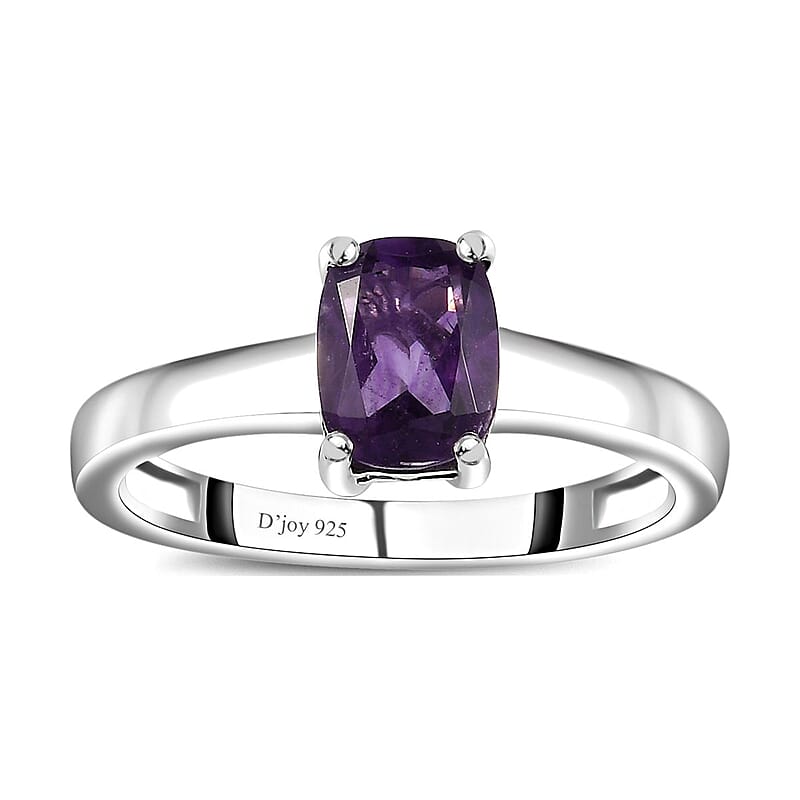 African Amethyst 1.30 ctw Solitaire Ring in Platinum Over Sterling Silver (Size 10.0)