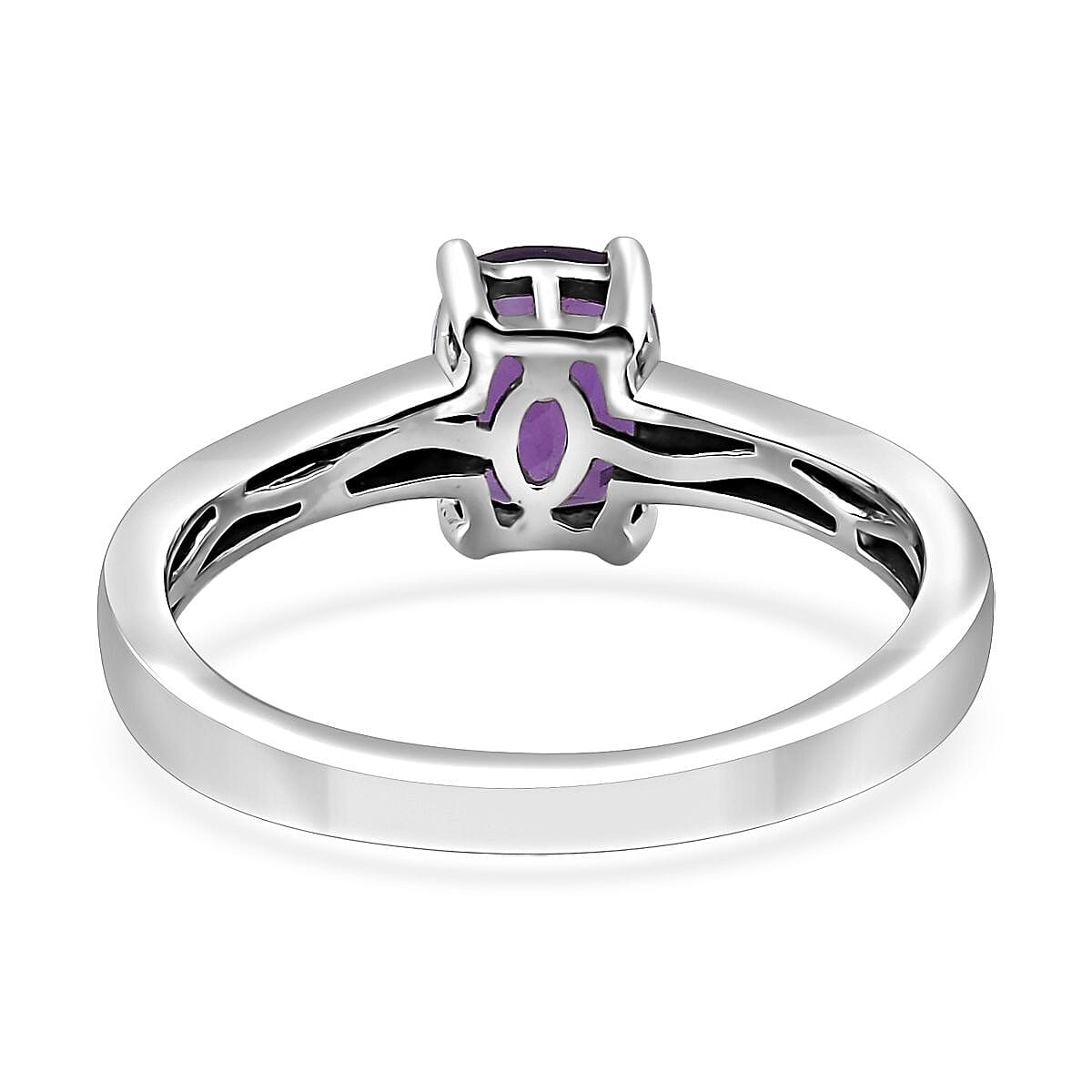 African Amethyst 1.30 ctw Solitaire Ring in Platinum Over Sterling Silver (Size 10.0)