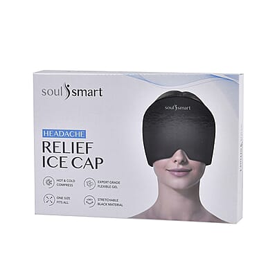Soulsmart Headache Relief Cap with Stretchable Slip-on Hot and Cold Therapy and Single Panel 8mm Leak-Proof Gel