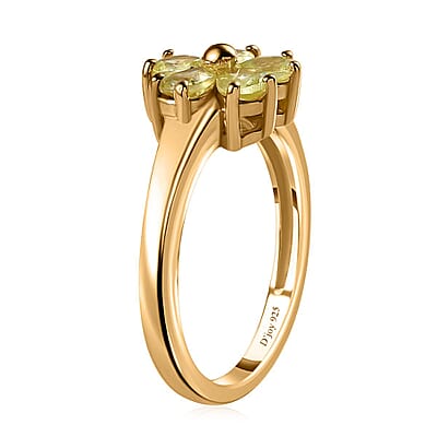 Premium Sava Sphene Floral Ring in Vermeil Yellow Gold Over Sterling Silver (Size 10.0) 0.85 ctw