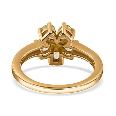 Premium Sava Sphene Floral Ring in Vermeil Yellow Gold Over Sterling Silver (Size 10.0) 0.85 ctw