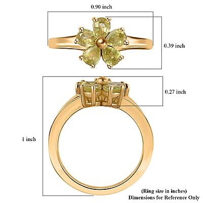 Premium Sava Sphene Floral Ring in Vermeil Yellow Gold Over Sterling Silver (Size 10.0) 0.85 ctw