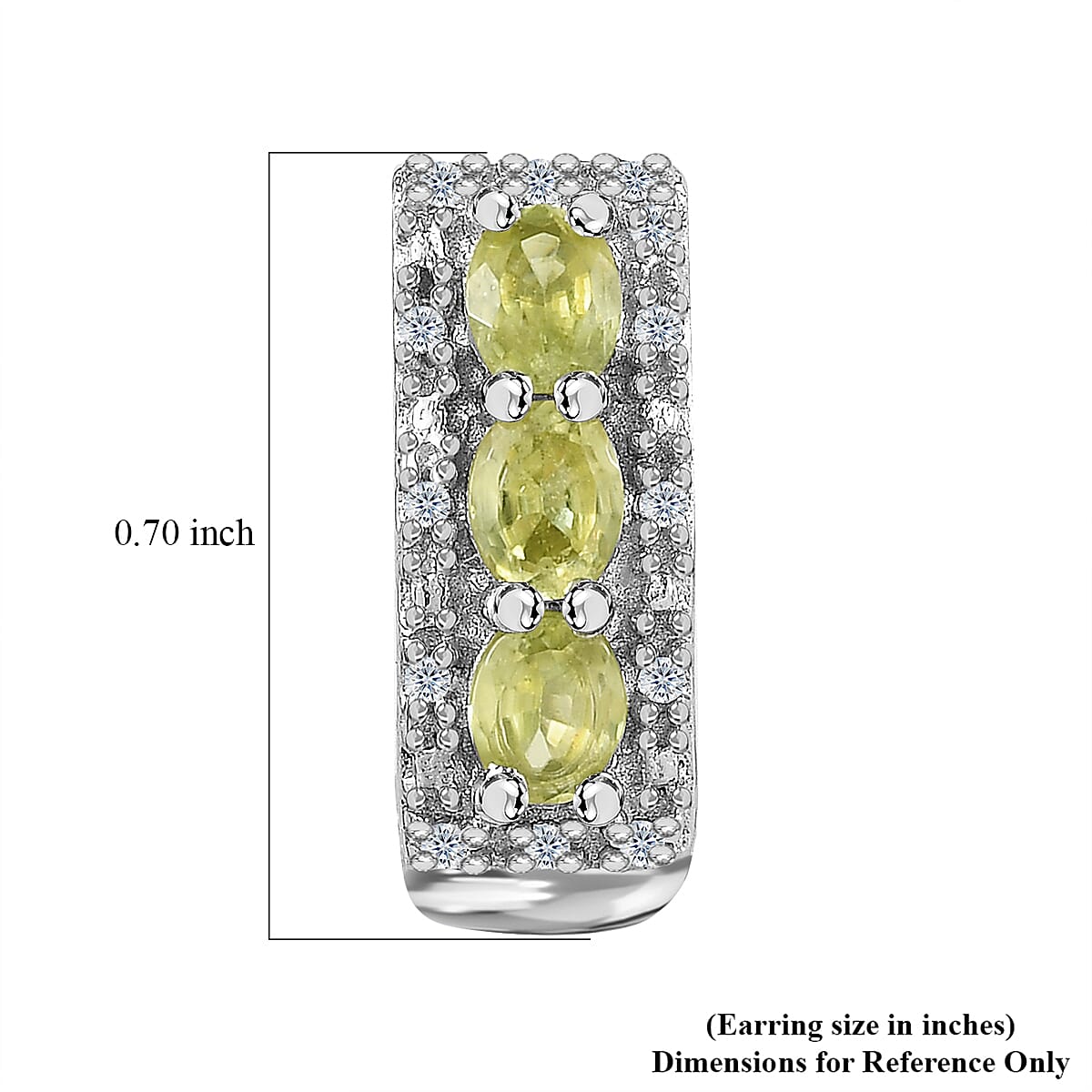 Premium Sava Sphene and Multi Gemstone Omega Clip Earrings in Platinum Over Sterling Silver 1.30 ctw