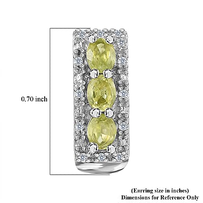 Premium Sava Sphene and Multi Gemstone Omega Clip Earrings in Platinum Over Sterling Silver 1.30 ctw