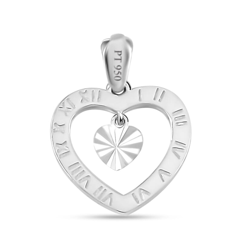 950 Platinum Heart Pendant 2.65 Grams
