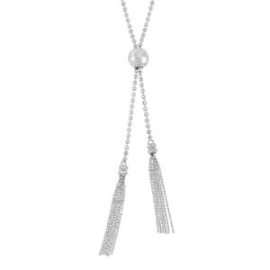950 Platinum Beaded Necklace with Tassels Necklace 20-22 Inches 16.50 Grams