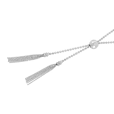 950 Platinum Beaded Necklace with Tassels Necklace 20-22 Inches 16.50 Grams