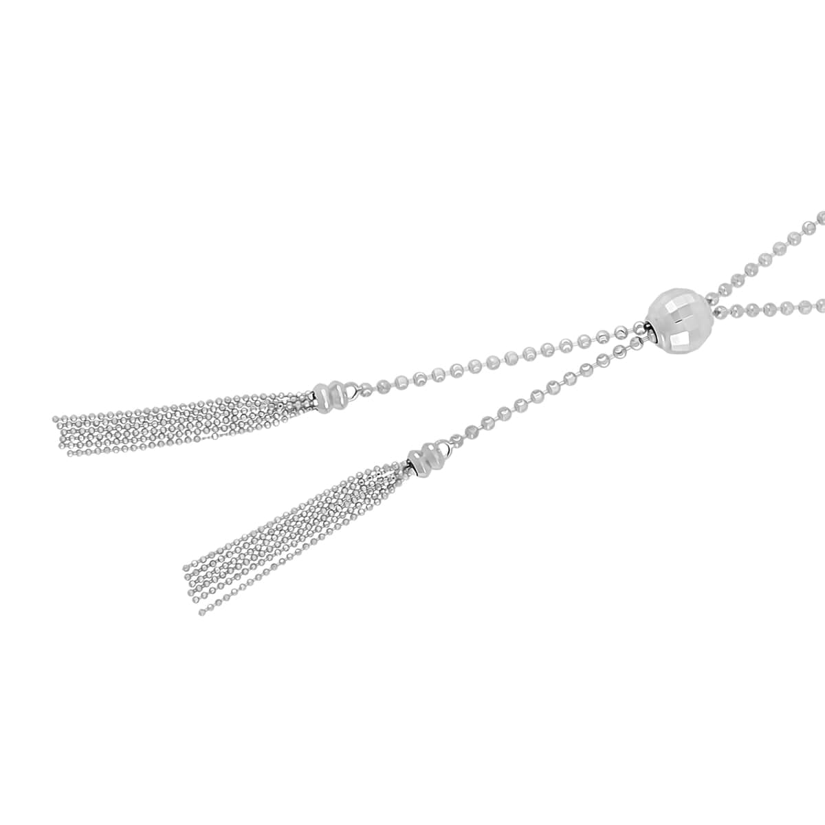 950 Platinum Beaded Necklace with Tassels Necklace 20-22 Inches 16.50 Grams image number 2