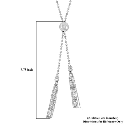 950 Platinum Beaded Necklace with Tassels Necklace 20-22 Inches 16.50 Grams