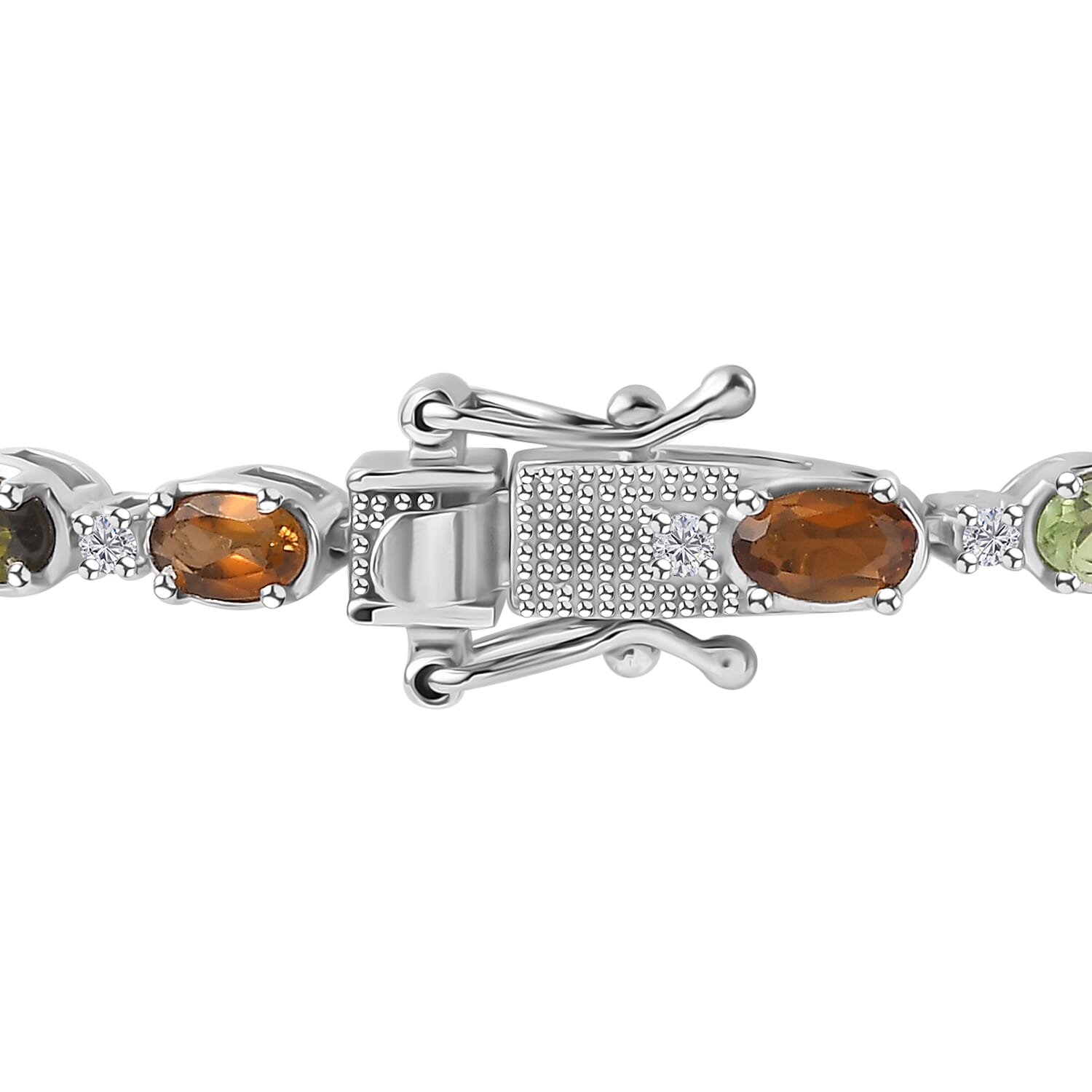 Multi-Tourmaline and White Zircon Bracelet in Platinum Over Sterling Silver (6.50 In) 5.50 ctw