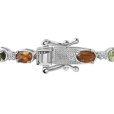 Multi-Tourmaline and White Zircon Bracelet in Platinum Over Sterling Silver (6.50 In) 5.50 ctw
