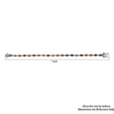 Multi-Tourmaline and White Zircon Bracelet in Platinum Over Sterling Silver (6.50 In) 5.50 ctw