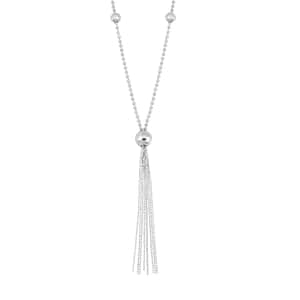 950 Platinum Beaded Necklace with Tassels 20-22 Inches 16 Grams