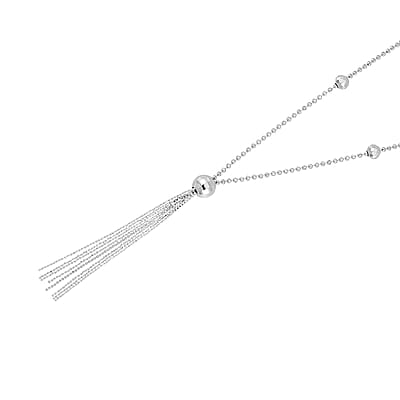 950 Platinum Beaded Necklace with Tassels 20-22 Inches 16 Grams