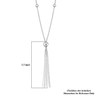 950 Platinum Beaded Necklace with Tassels 20-22 Inches 16 Grams