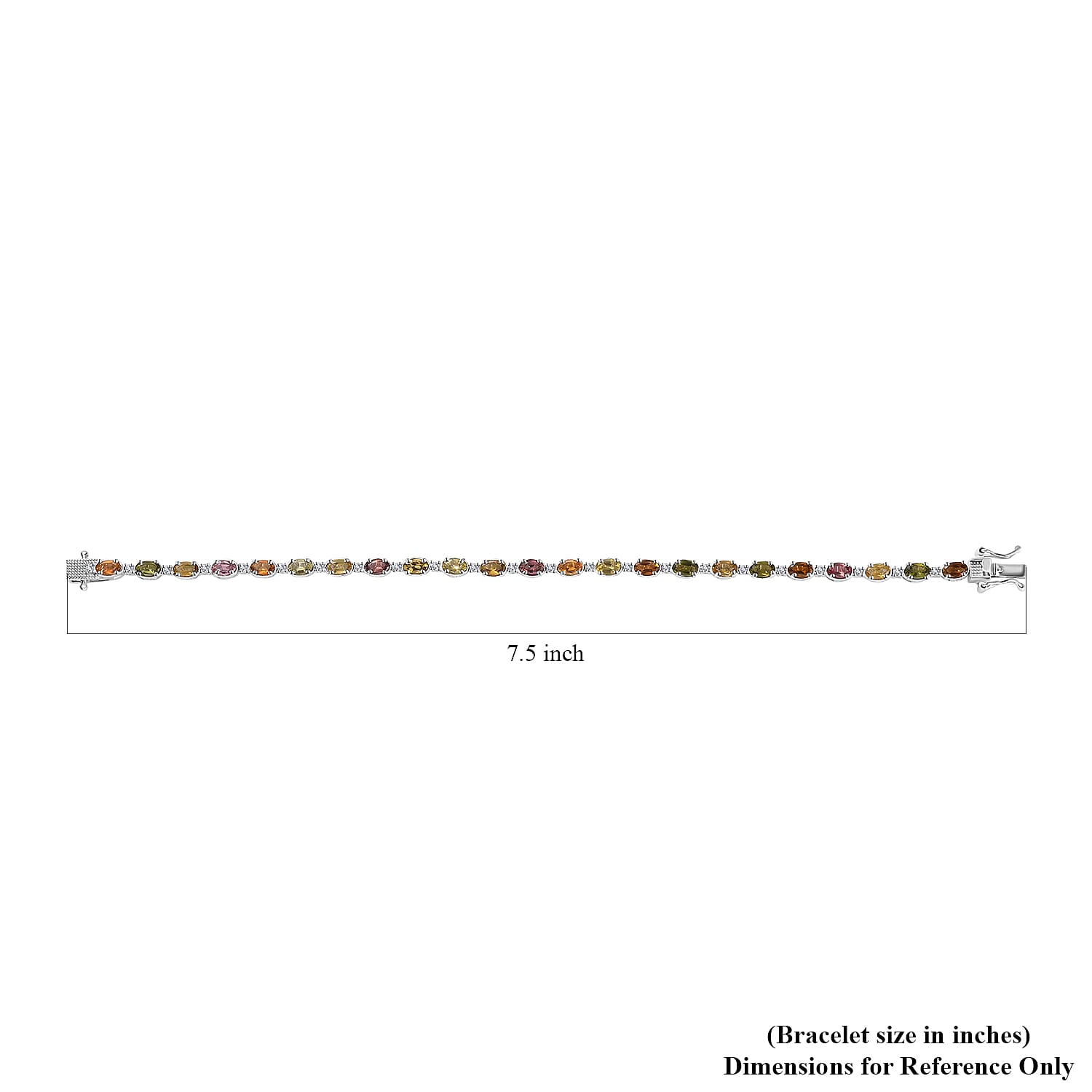 Multi-Tourmaline and White Zircon Bracelet in Platinum Over Sterling Silver (7.25 In) 6.00 ctw