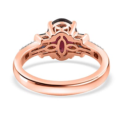Luxoro 10K Rose Gold Premium Tanzanian Wine Garnet and Blue Sapphire and G-H I2 Diamond Ring (Size 10.0) 2.60 ctw