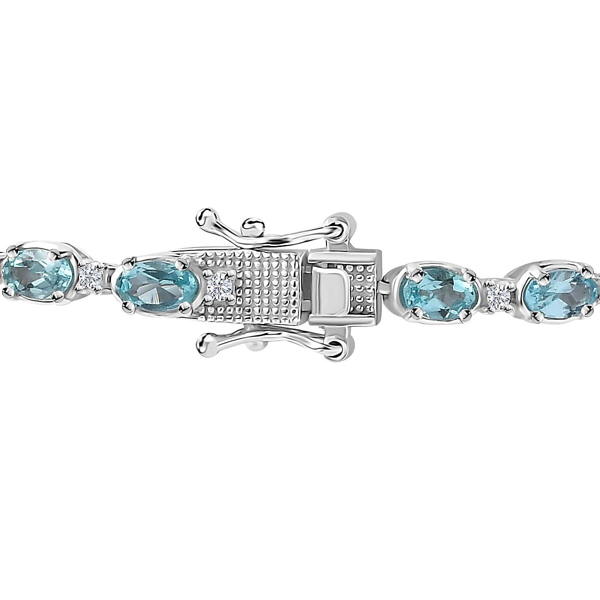 Betroka Blue Apatite and White Zircon Bracelet in Platinum Over Sterling Silver (8.00 In) 7.35 ctw image number 3