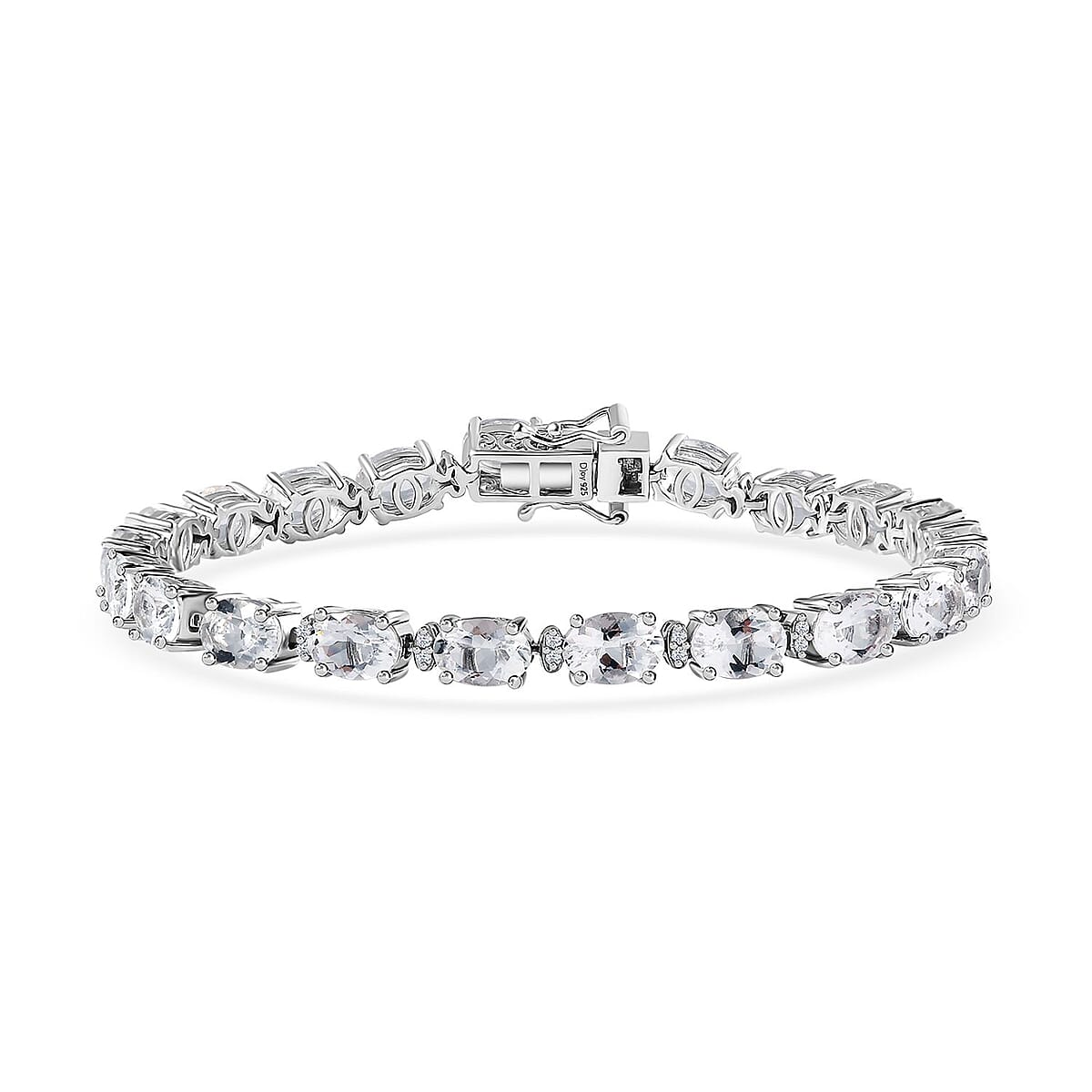 Brazilian Petalite and White Zircon Bracelet in Platinum Over Sterling Silver (7.25 In) 12.40 ctw image number 0