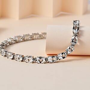 D'Joy Brazilian Petalite and White Zircon 12.40 ctw Bracelet in Platinum Over Sterling Silver (7.25 In)