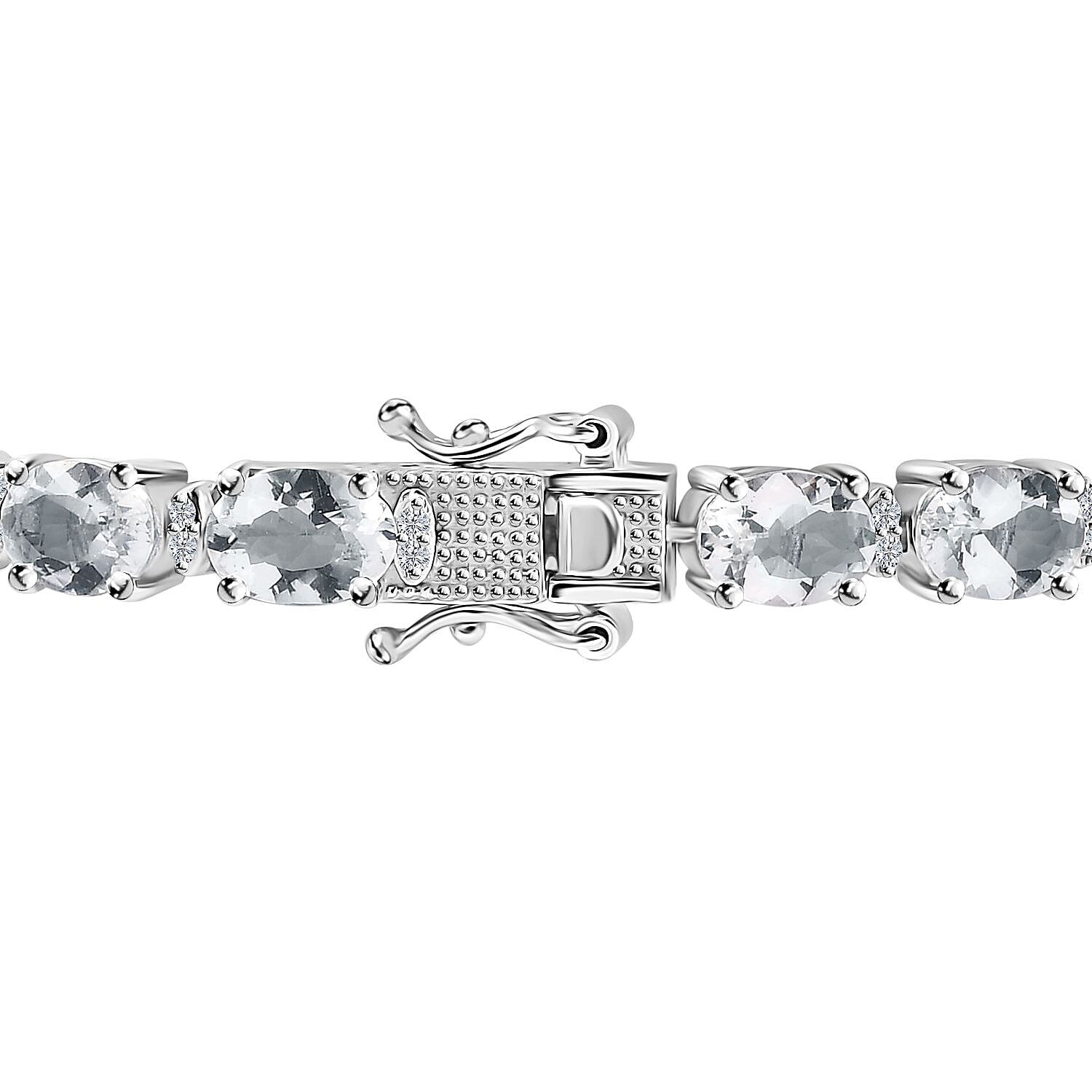 D'Joy Brazilian Petalite and White Zircon 12.40 ctw Bracelet in Platinum Over Sterling Silver (7.25 In)