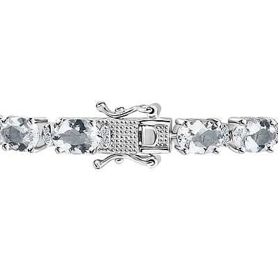 D'Joy Brazilian Petalite and White Zircon 12.40 ctw Bracelet in Platinum Over Sterling Silver (7.25 In)