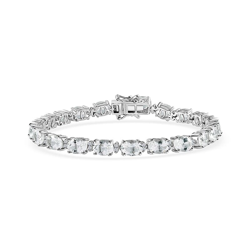 Brazilian Petalite and White Zircon Bracelet in Platinum Over Sterling Silver (7.25 In) 11.20 ctw